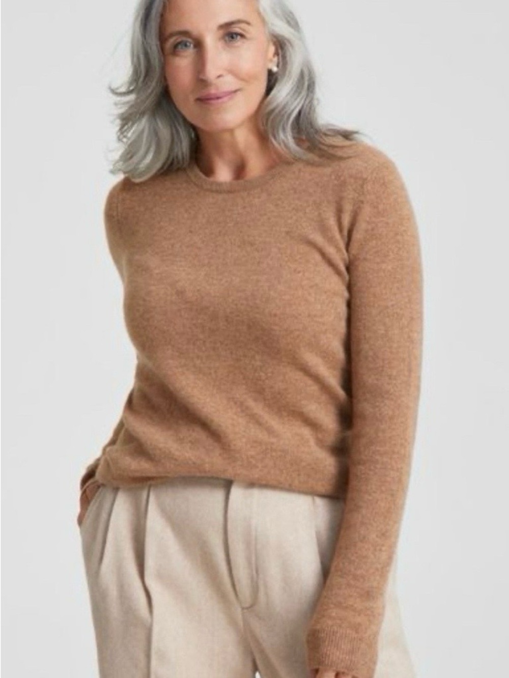 Charter Club Luxury 100% Cashmere Crewneck Tan Sweater XS Minimalist